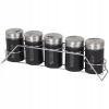 Stojak na przyprawy ze słoiczkami 5 x 80 ml BLACK
