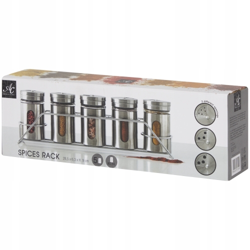 Stojak na przyprawy ze słoiczkami 5 x 80 ml BLACK