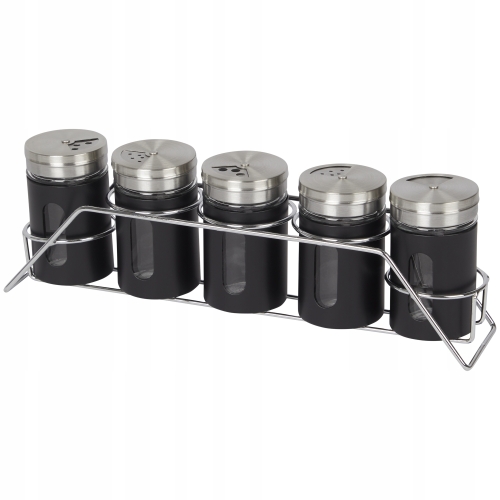 Stojak na przyprawy ze słoiczkami 5 x 80 ml BLACK