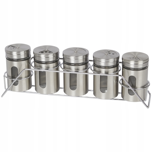 Stojak na przyprawy ze słoiczkami 5 x 80 ml BLACK
