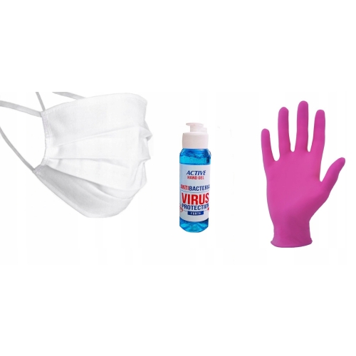 10 x rękawiczki M L XL + maska + żel 100ml GRATIS