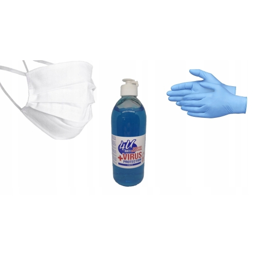 20 x rękawiczki M L XL + 2 x maska + żel 0,5L FREE