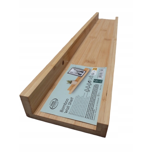 BAMBUSOWA DREWNIANA WISZĄCA PÓŁKA NA ZDJĘCIA dekoracyjna 57x10x3,5cm NAT