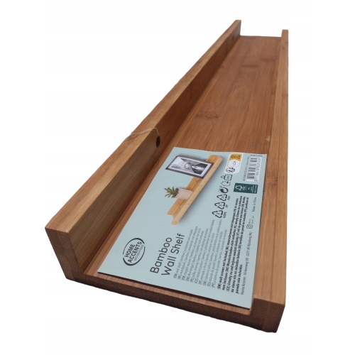 BAMBUSOWA DREWNIANA WISZĄCA PÓŁKA NA ZDJĘCIA dekoracyjna 57x10x3,5cm NAT