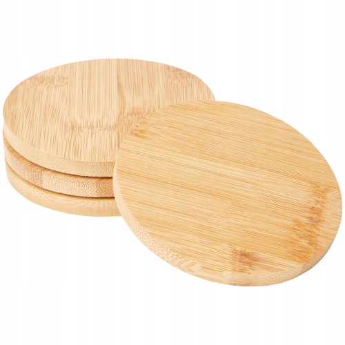 PODSTAWKI OCHRONNE Z DREWNA BAMBUSOWEGO POD KUBKI SZKLANKI BUTELKI 10CM FSC