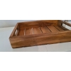 Taca z drewna tekowego do serwowania duża wysoka wygodna 39 x 29 x 5,5 cm