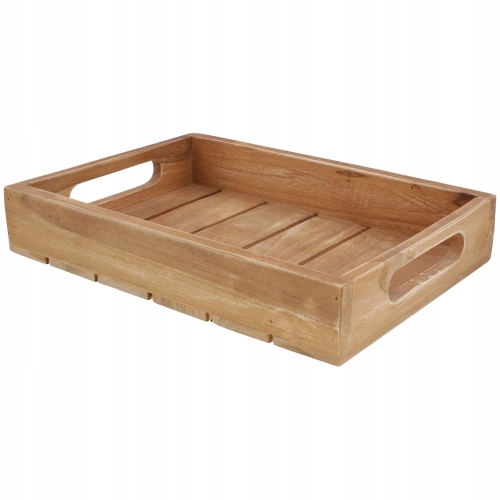 Taca z drewna tekowego do serwowania duża wysoka wygodna 39 x 29 x 5,5 cm