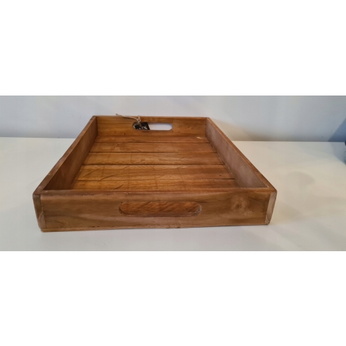 Taca z drewna tekowego do serwowania duża wysoka wygodna 39 x 29 x 5,5 cm
