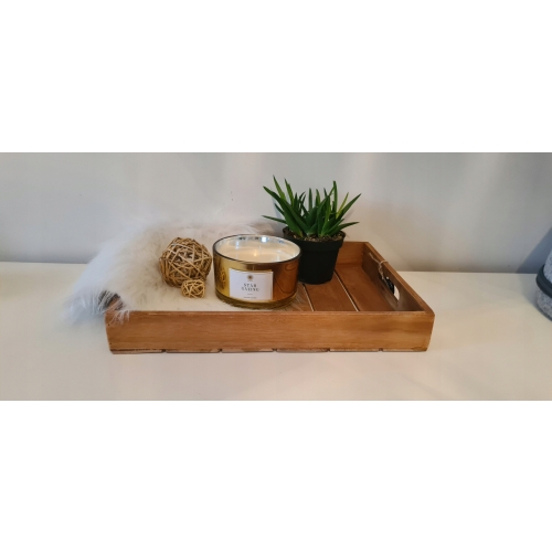 Taca z drewna tekowego do serwowania duża wysoka wygodna 39 x 29 x 5,5 cm