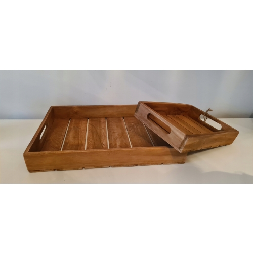 Taca z drewna tekowego do serwowania duża wysoka wygodna 39 x 29 x 5,5 cm