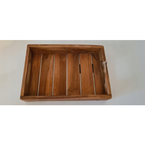 Taca z drewna tekowego do serwowania duża wysoka wygodna 39 x 29 x 5,5 cm