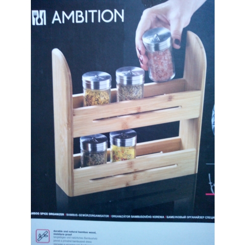 Bambusowy drewniany stojak na przyprawy organizer kuchenny CS Ambition