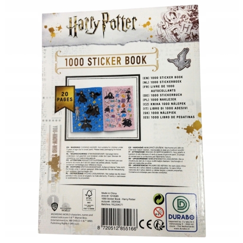 Naklejki Harry Potter w formie zeszytu A4 Aż 1000 naklejek! Durabo Prezent