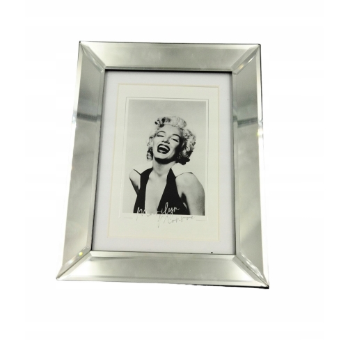 SZKLANA RAMKA NA ZDJĘCIE 13 x 18cm HEPBURN srebrna Dekoracja domu Prezent