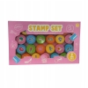 STEMPLE DLA DZIECI PIECZĄTKI STAMP SET OKRĄGŁE ZESTAW 26 SZTUK DO ZABAWY