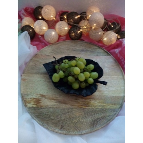 ŚLICZNA TACA DREWNIANA OKRĄGŁA MANGO DUŻA 37 CM J