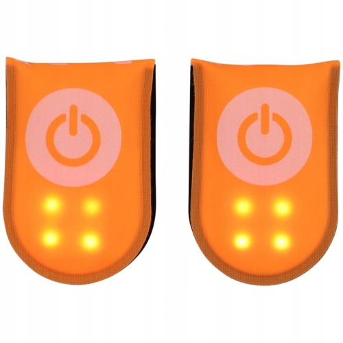 KLIPS MAGNETYCZNY LED ODBLASKOWY NA BUTY UBRANIE ROWEROWY POMARAŃCZOWY 2szt