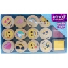 STEMPLE EMOJI PIECZĄTKI DREWNIANE ZESTAW 2 TUSZE AKCESORIA PLASTYCZNE DIY