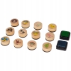 STEMPLE EMOJI PIECZĄTKI DREWNIANE ZESTAW 2 TUSZE AKCESORIA PLASTYCZNE DIY