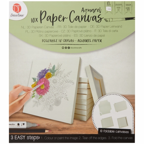 PŁÓTNO DO MALOWANIA Z PAPIERU AKWARELOWEGO SZKICE 10SZT 3D KWIATY DécoTime