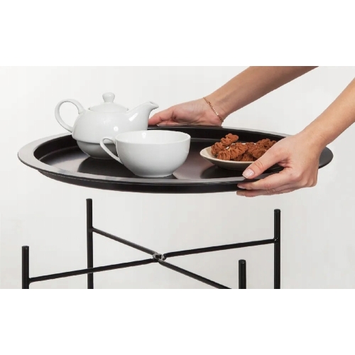 STOLIK KAWOWY OKRĄGŁY METALOWY SKŁADANY LOFT 47 CM