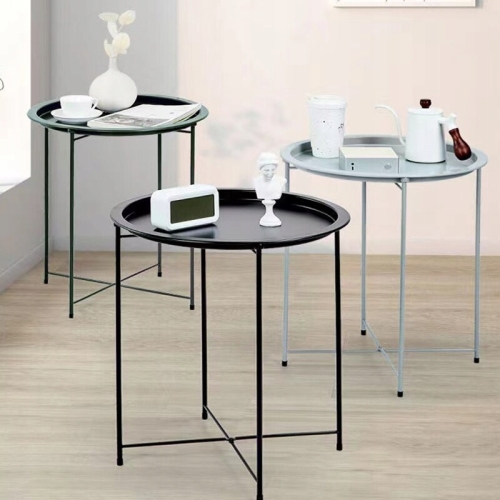 STOLIK KAWOWY OKRĄGŁY METALOWY SKŁADANY LOFT 47 CM