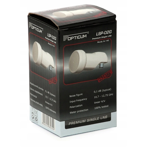 Konwerter LNB Single 1 wyjście firma Opticum model LSP-02G 0,1dB uniwersal