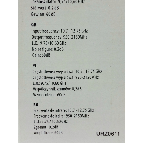 KONWERTER SATELITARNY SINGLE PLATINUM URZ0611
