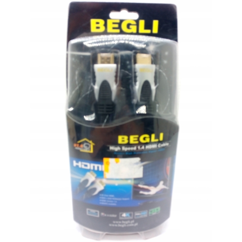 KABEL HDMI-HDMI BEGLI VER.1,4 HIGH 4K FULL HD 3D