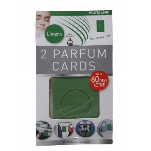 ZAWIESZKA KARTA PERFUMOWANA DO AUTA SZAFY ZAPACH zielony MOJITO LIME