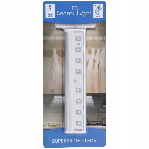 Lampa do szafy 8 LED BATERIE CZUJNIK RUCHU MAGNES