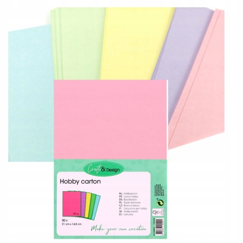 PAPIER kolorowy 40 szt hobby carton 27x13,5 kolory