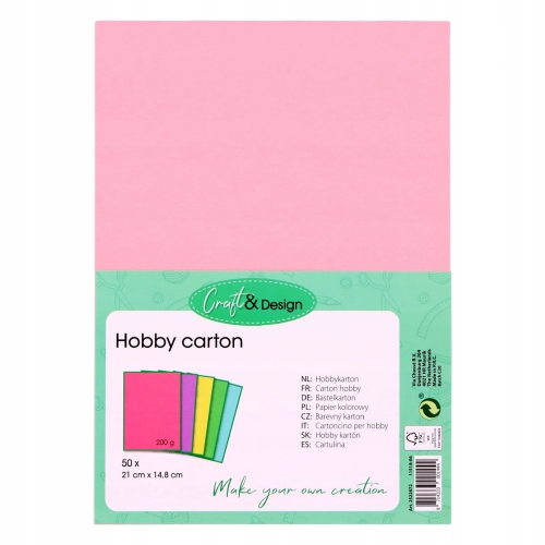 PAPIER kolorowy 40 szt hobby carton 27x13,5 kolory
