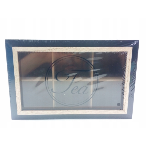 Drewniane Pudełko na Herbatę Herbaciarka Pojemnik Box Organizer TEA BRĄZ08