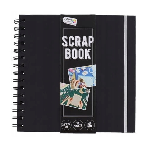 ALBUM DO SCRAPPINGU SCRAPBOOKING ozdobny czarny 20 x 20 cm 50 kart 200 GSM
