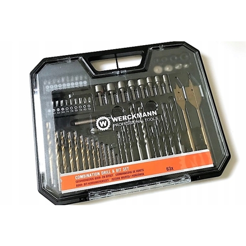 Zestaw narzędzi wiertła klucze bity znacznik 63el.