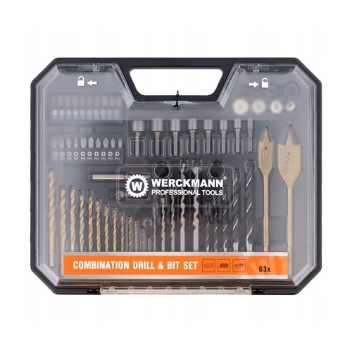 Zestaw narzędzi wiertła klucze bity znacznik 63el.