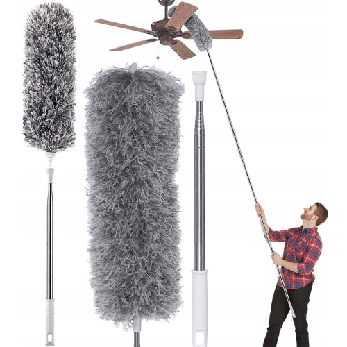 SZCZOTKA MIOTEŁKA DO KURZU TELESKOPOWA MIKROFIBRA do sprzątania 145cm SZARA