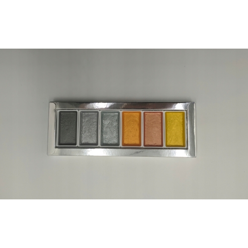 FARBY AKWARELE WODNE METALICZNE 6 szt kolorów+pędzelek ODCIENIE nr. 120-279