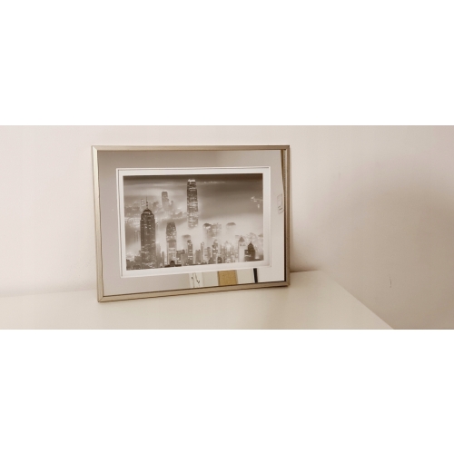 Ramka srebrna lustrzana obraz 38 x 28 cm miasto