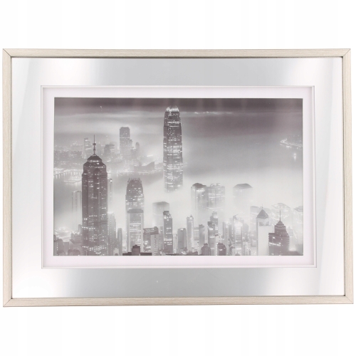 Ramka srebrna lustrzana obraz 38 x 28 cm miasto
