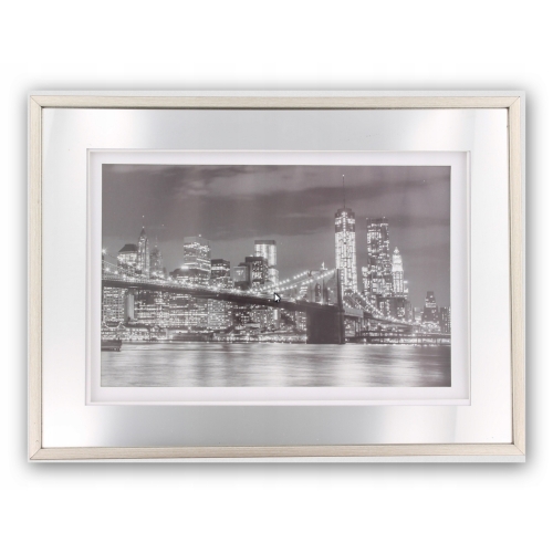 Ramka srebrna lustrzana obraz 38 x 28 cm miasto