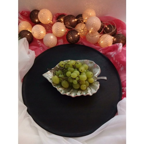 TACA BOHO DREWNIANA OKRĄGŁA MANGO DUŻA 36CM CZARNA