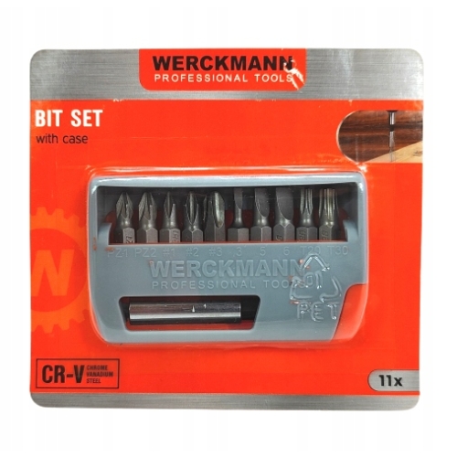 Zestaw 10 x bity 1x magnetyczny uchwyt do bitów 60mm + etui Werckmann