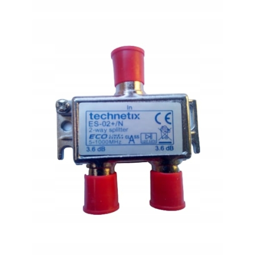 Rozgałęźnik 2-drożny TVSAT DVBT ES-02+N TRATEC TECHNETIX 5-1000 MHz 3,6 dB