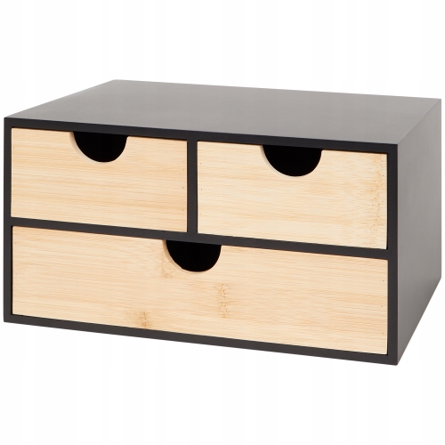 Bambusowa komoda z trzema szufladami na biżuterie