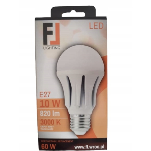 ŻARÓWKA LED E27 10W 820lm 3000K ODPOWIEDNIK 60 W