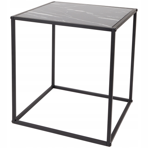 Dekoracyjny Stolik kawowy przystawny marmur GLAMOUR LOFTOWY z drewna 41 cm