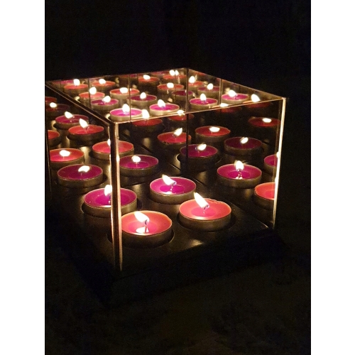 Lustrzany szklany świecznik 3D tealight glamour x4