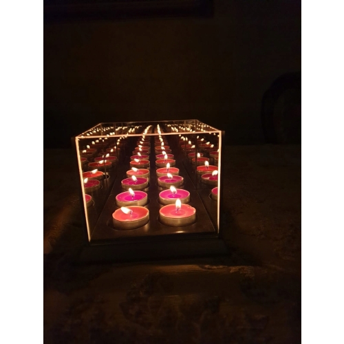 Lustrzany szklany świecznik 3D tealight glamour x4